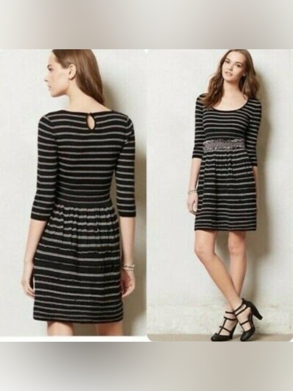 Anthropologie Knitted & Knotted Striped Elodie Sweater Dress Size Small